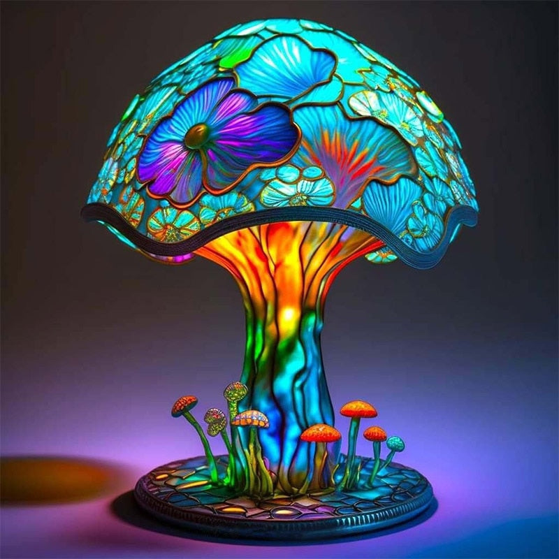 Creative Resin Stained Glass Plant Series Table Lamps