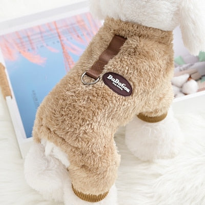 CozyPaws Fleece Pet Jumpsuit with Leash Attachment