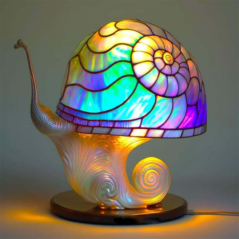 Creative Resin Stained Glass Plant Series Table Lamps