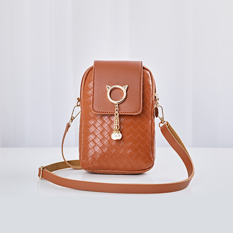 Woven Pearl Tassel Mobile Phone Bags For Women