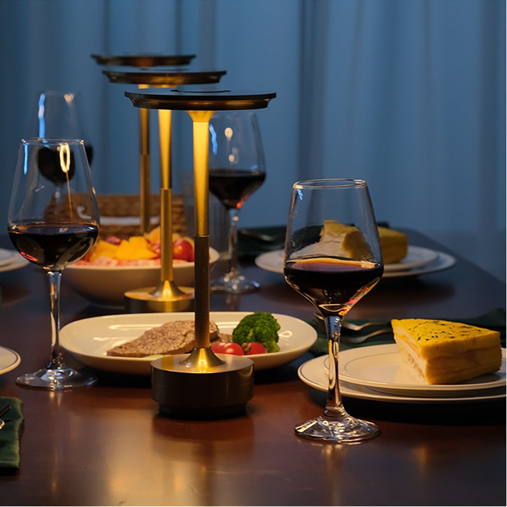 Metallic Cordless Rechargeable Waterproof Table Lamp
