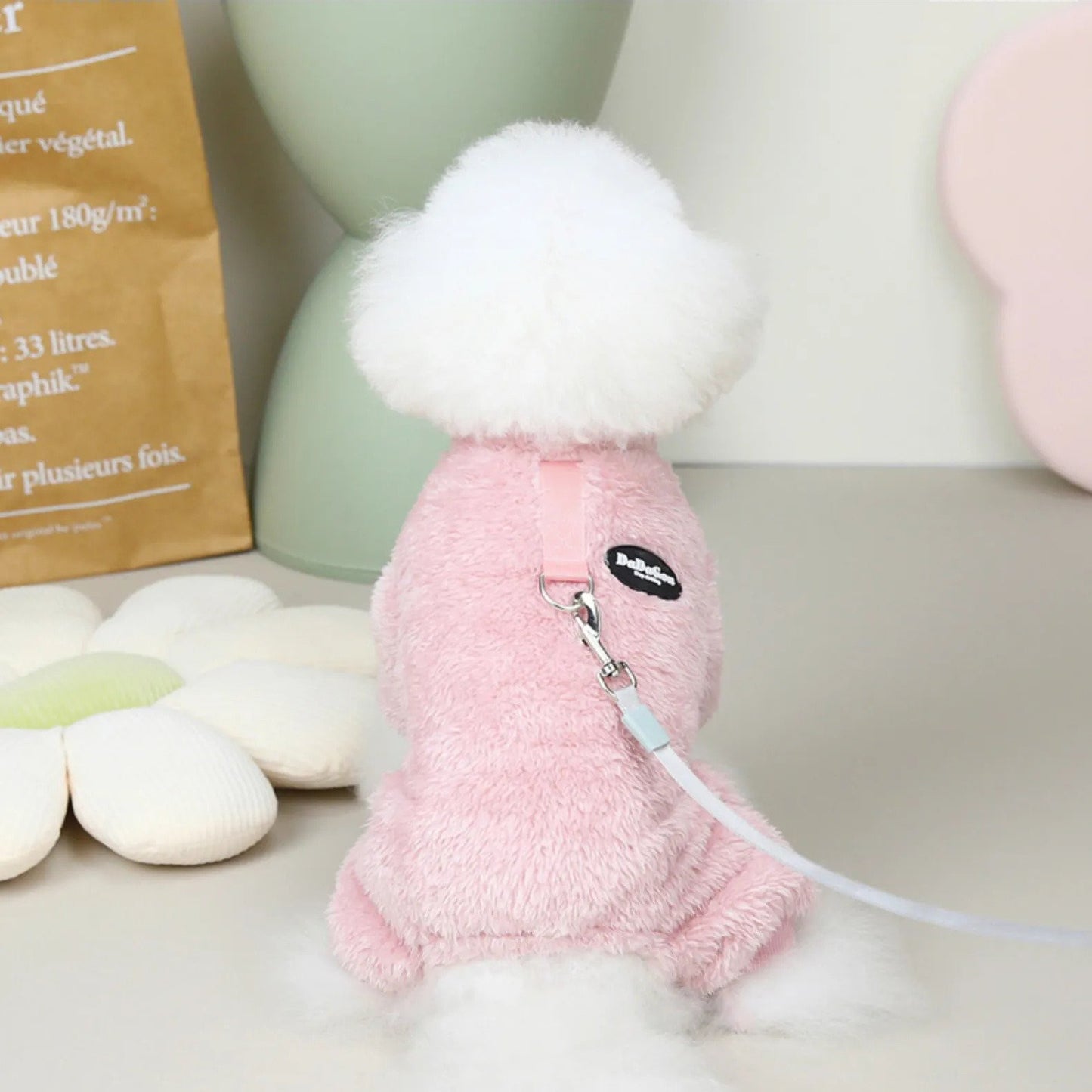 CozyPaws Fleece Pet Jumpsuit with Leash Attachment