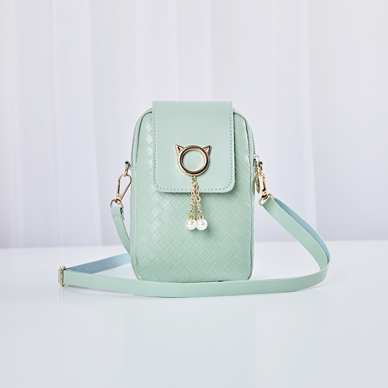 Woven Pearl Tassel Mobile Phone Bags For Women