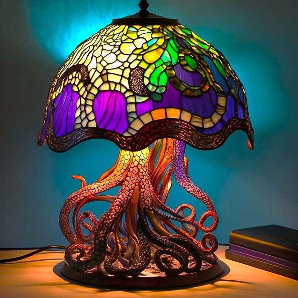 Creative Resin Stained Glass Plant Series Table Lamps