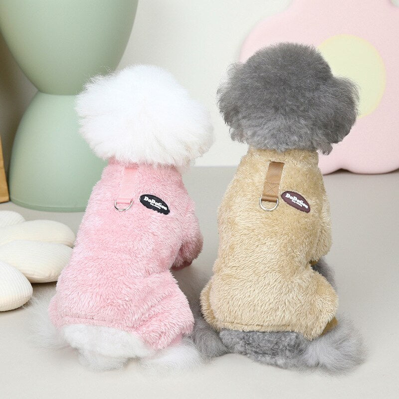 CozyPaws Fleece Pet Jumpsuit with Leash Attachment