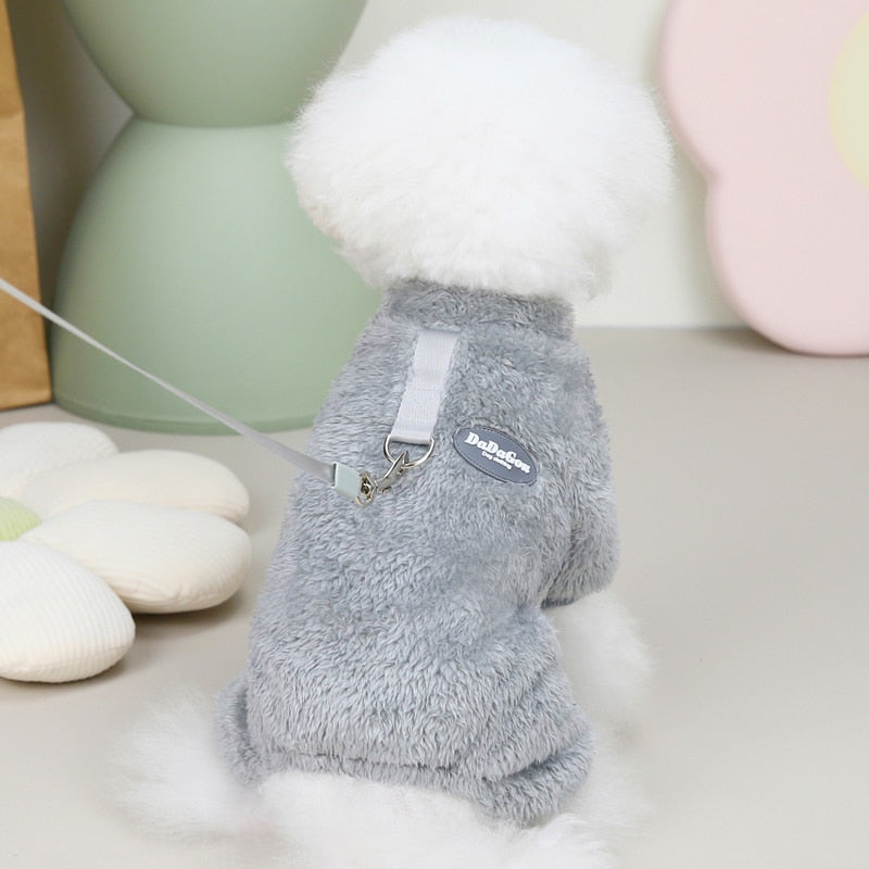 CozyPaws Fleece Pet Jumpsuit with Leash Attachment