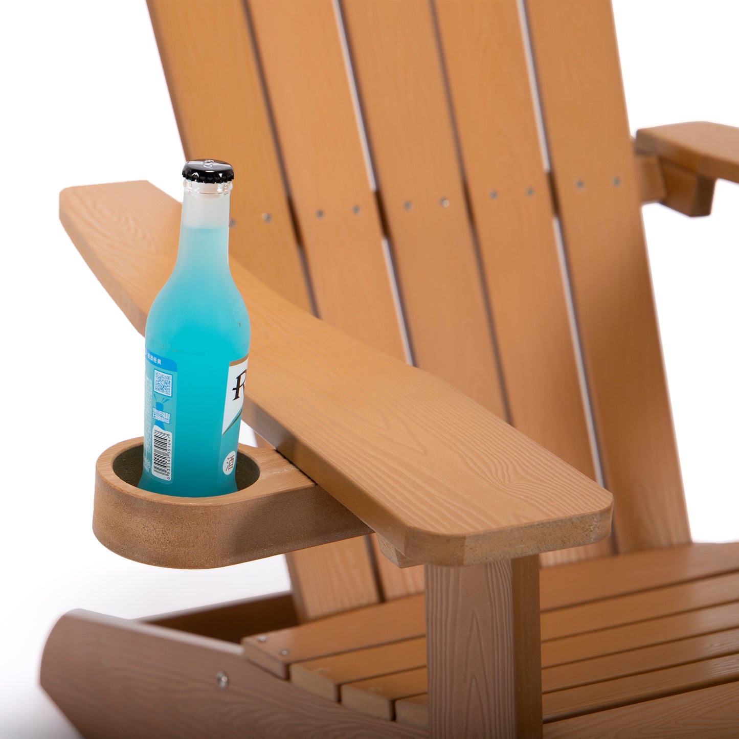 TALE Adirondack Chair Backyard Outdoor Furniture Painted Seating With Cup Holder All-Weather And Fade-Resistant Plastic Wood - Brown Color