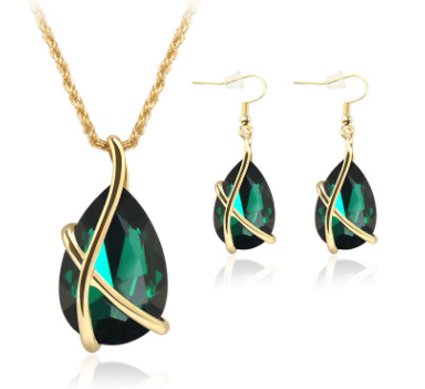 Pendant Necklace Earrings Nostalgic Crystal