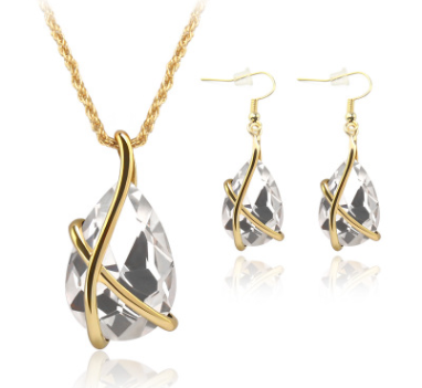Pendant Necklace Earrings Nostalgic Crystal