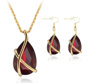 Pendant Necklace Earrings Nostalgic Crystal