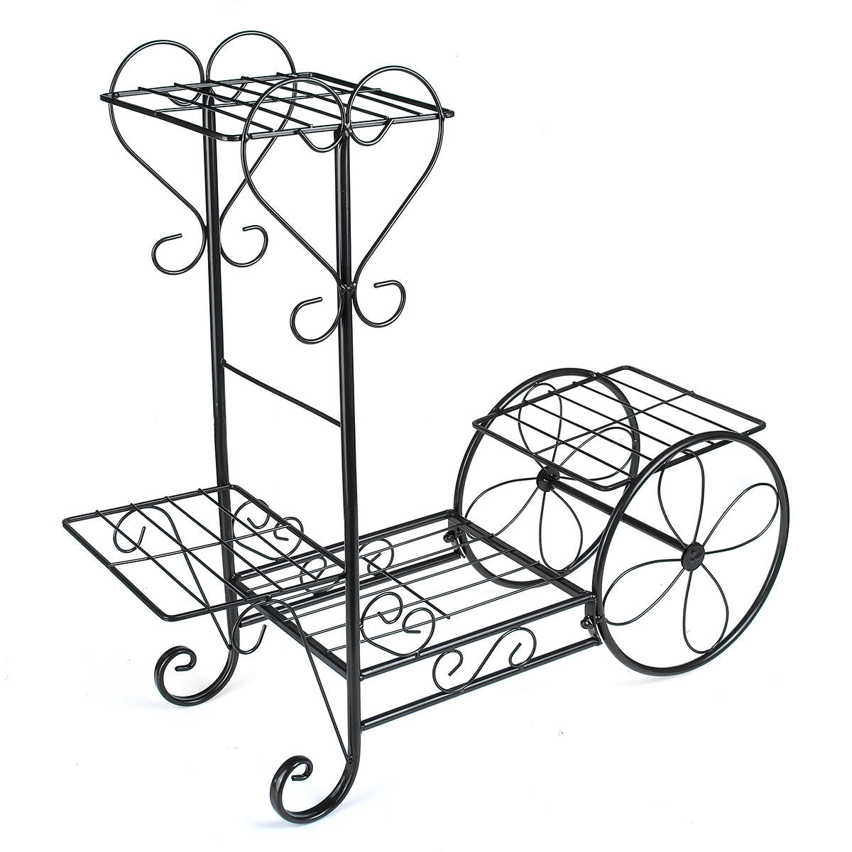 Flower Pot Plant Stand - Classical Design Iron Design Bookshelf - For Office Home Garden