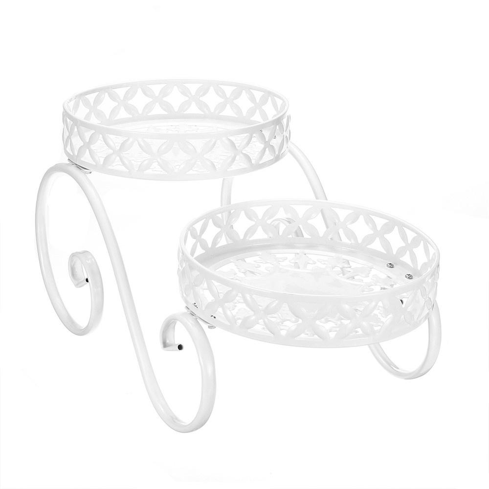 2 Tier Pumpkin Car Style Metal Plant Stand Indoor Outdoor Patio Garden Planter Flower Pot Stand Shelf Home Decor
