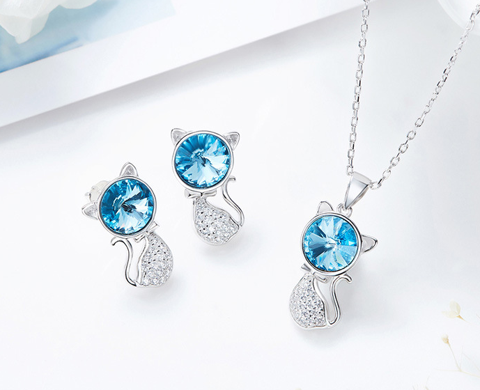 Ceidai Retro Elegant 925 Sterling Silver Necklace Jewellery Set