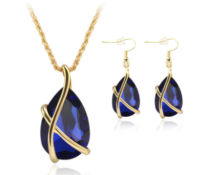 Pendant Necklace Earrings Nostalgic Crystal
