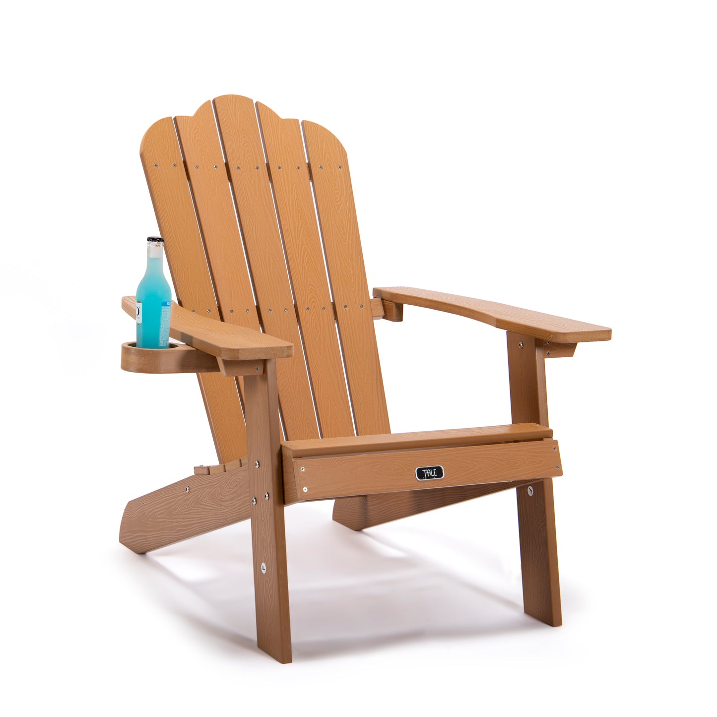TALE Adirondack Chair Backyard Outdoor Furniture Painted Seating With Cup Holder All-Weather And Fade-Resistant Plastic Wood - Brown Color