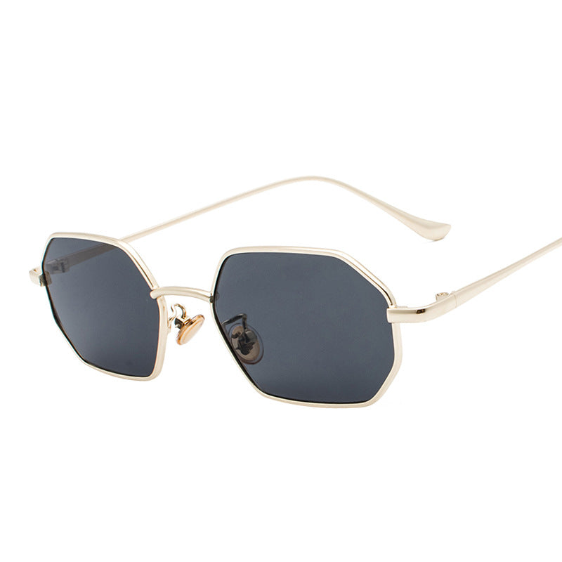 New Rectangular Small Sunglasses Polygonal Metal Men