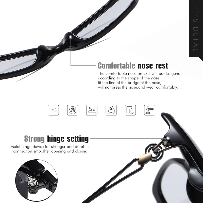Vintage Big Photochromic Polarized Lady Sunglasses