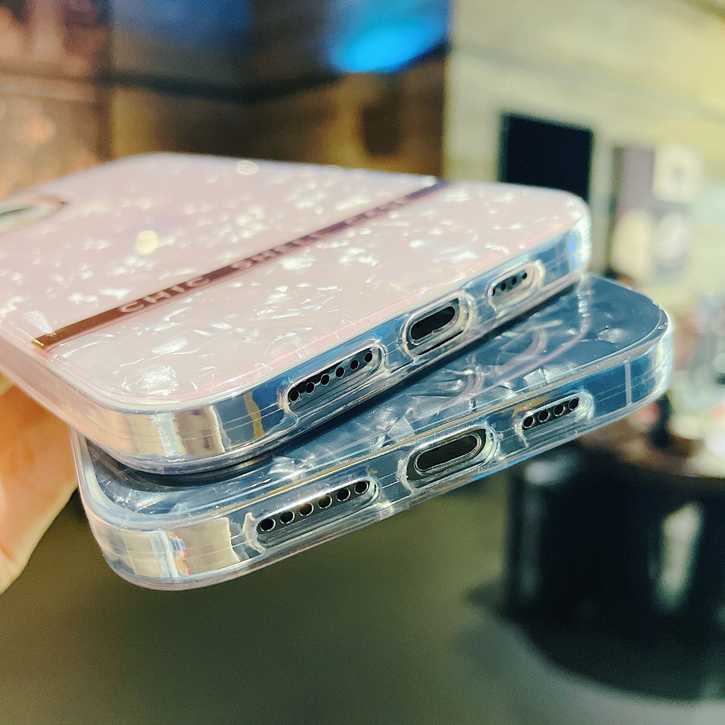 Luxury Dream Shell Glossy Marble Clear Case For iPhone
