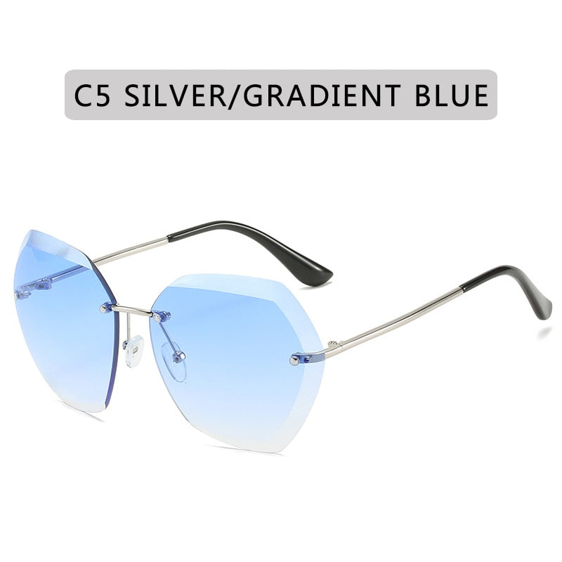 Fashion Brand Design Vintage Rimless Pilot Sunglasses For Women