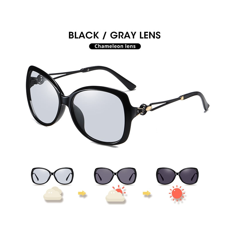 Vintage Big Photochromic Polarized Lady Sunglasses