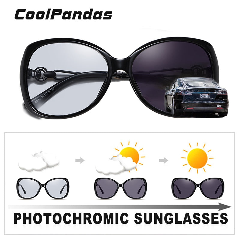Vintage Big Photochromic Polarized Lady Sunglasses