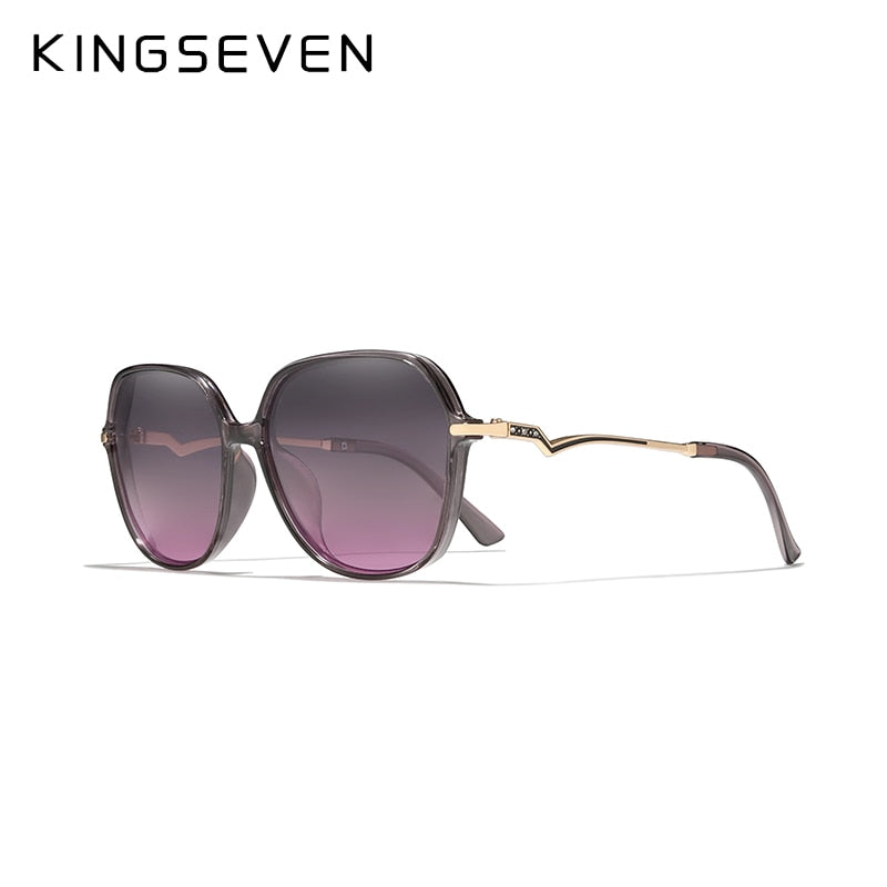 KINGSEVEN Big Frame Polarized Sunglasses For Women With Lightning Shaped Temples - UV400 Protection