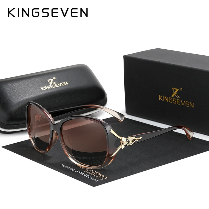 KINGSEVEN Retro Big Frame Luxury HD Polarized Sunglasses For Women