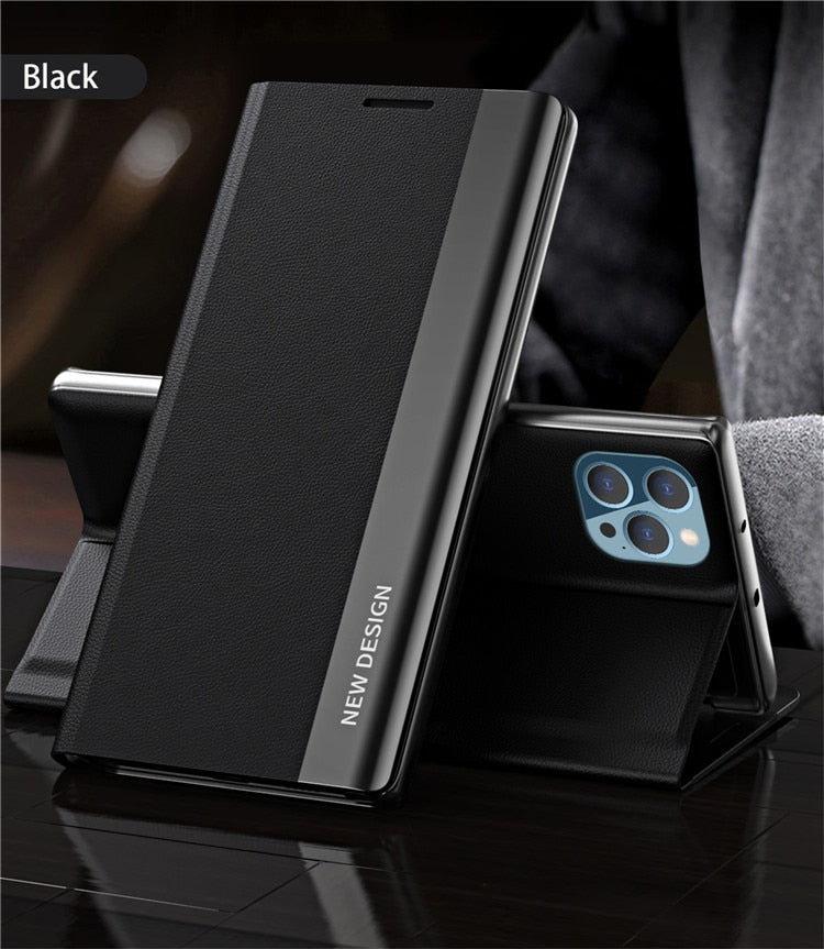 FlipShield Magnetic Flip Hard Case For iPhone 14/15/16