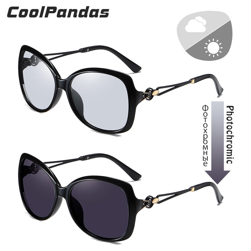 Vintage Big Photochromic Polarized Lady Sunglasses