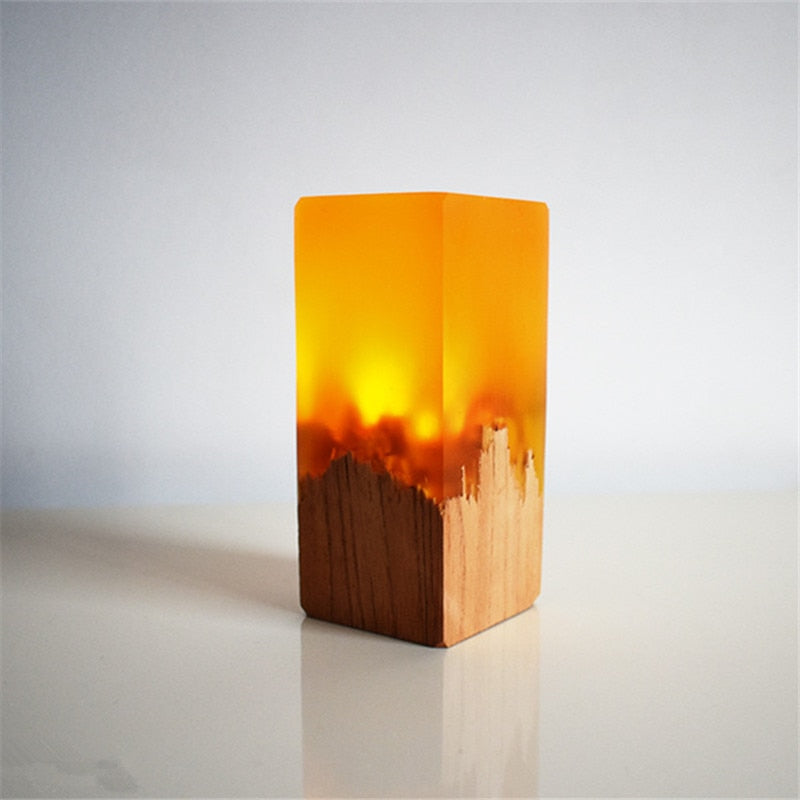Creative LED Resin Solid Wood USB Night Atmosphere Decoration Light