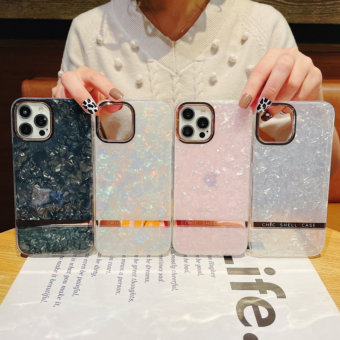 Luxury Dream Shell Glossy Marble Clear Case For iPhone