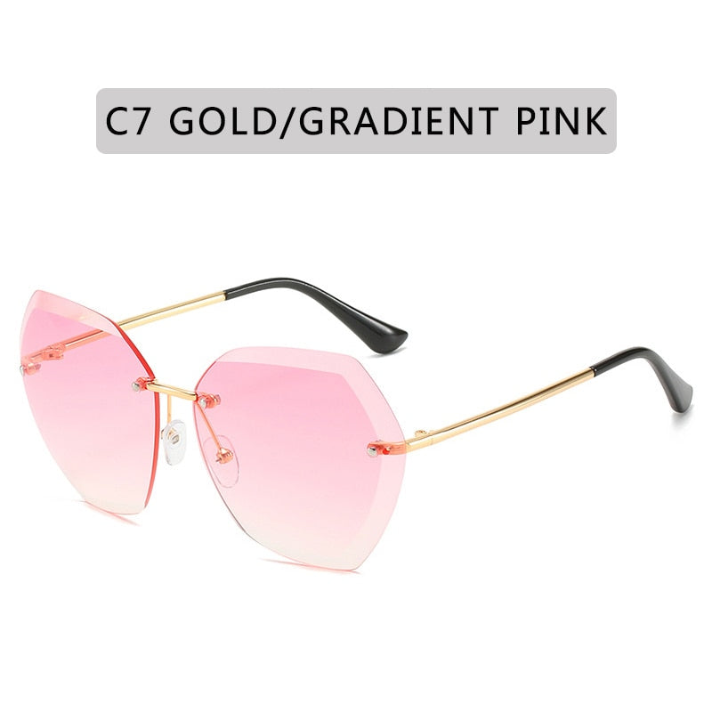 Fashion Brand Design Vintage Rimless Pilot Sunglasses For Women