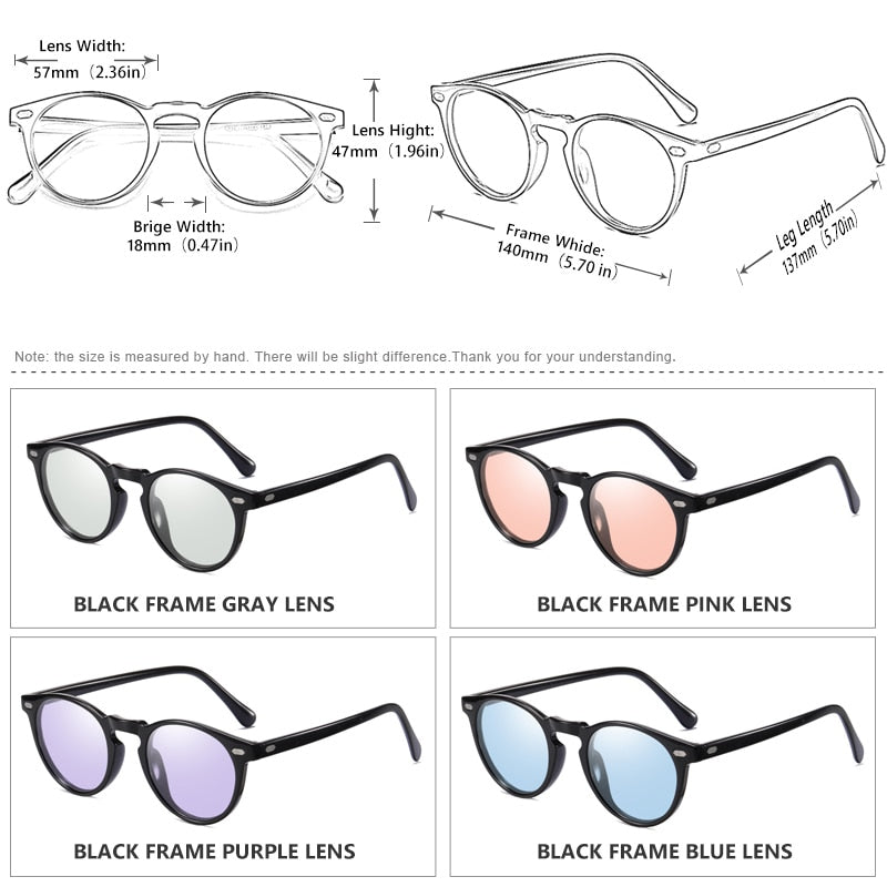 Vintage Candy Tinted Photochromic Polarized Sunglasses For Women