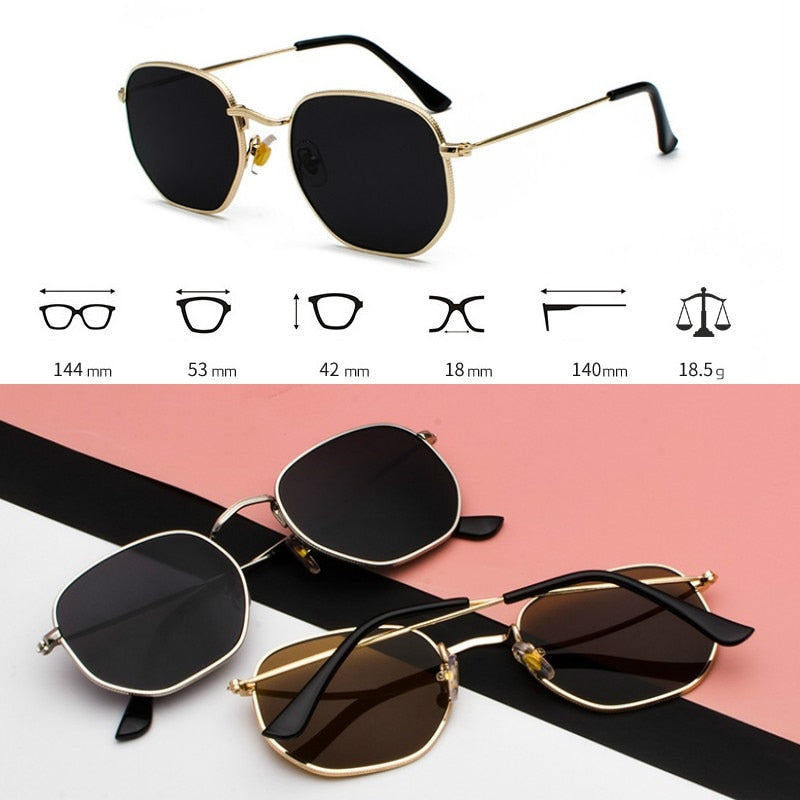 Hexagon Metal Frame Sunglasses For Women