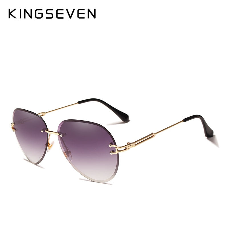 KINGSEVEN DESIGN Women Rimless Pilot Sunglasses Gradient Lens - UV400 Protection