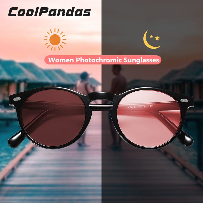 Vintage Candy Tinted Photochromic Polarized Sunglasses For Women