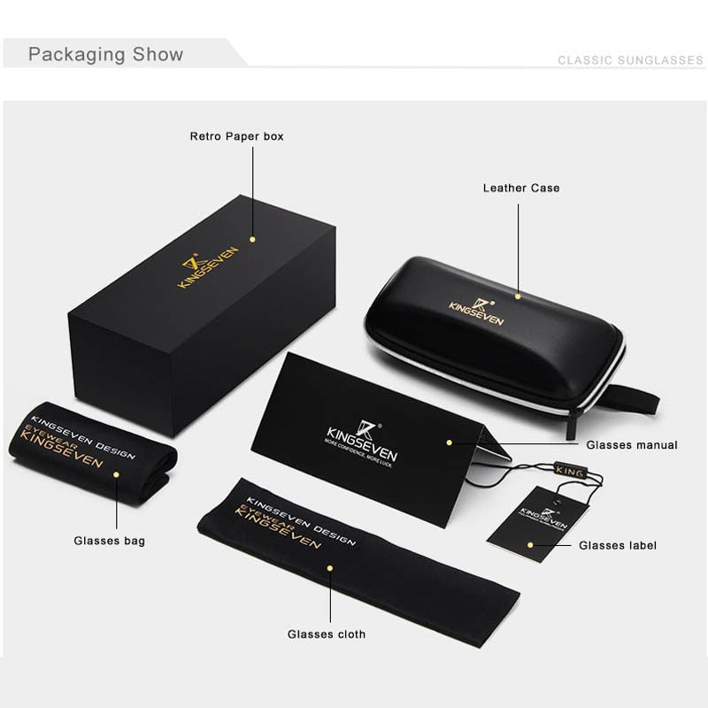 KINGSEVEN Luxury Brand Designer Fashion Vintage Polarized Sunglasses For Men - UV400 Protection