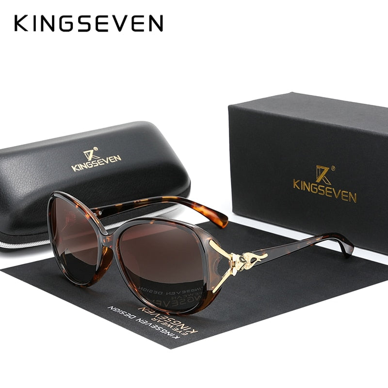 KINGSEVEN Retro Big Frame Luxury HD Polarized Sunglasses For Women