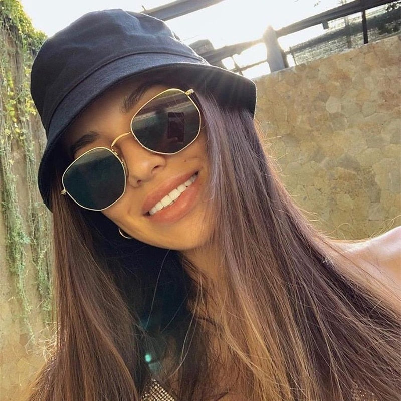 Hexagon Metal Frame Sunglasses For Women