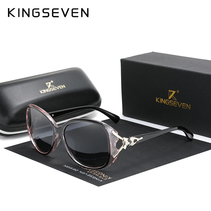 KINGSEVEN Retro Big Frame Luxury HD Polarized Sunglasses For Women