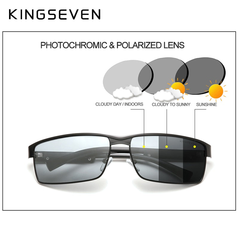 KINGSEVEN Fashion Photochromic Chameleon Polarized Sunglasses For Men & Women