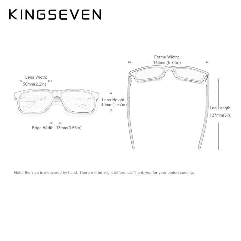 KINGSEVEN TR90+Natural Walnut Wooden Retro Polarized Sunglasses For Men - UV400 Protection