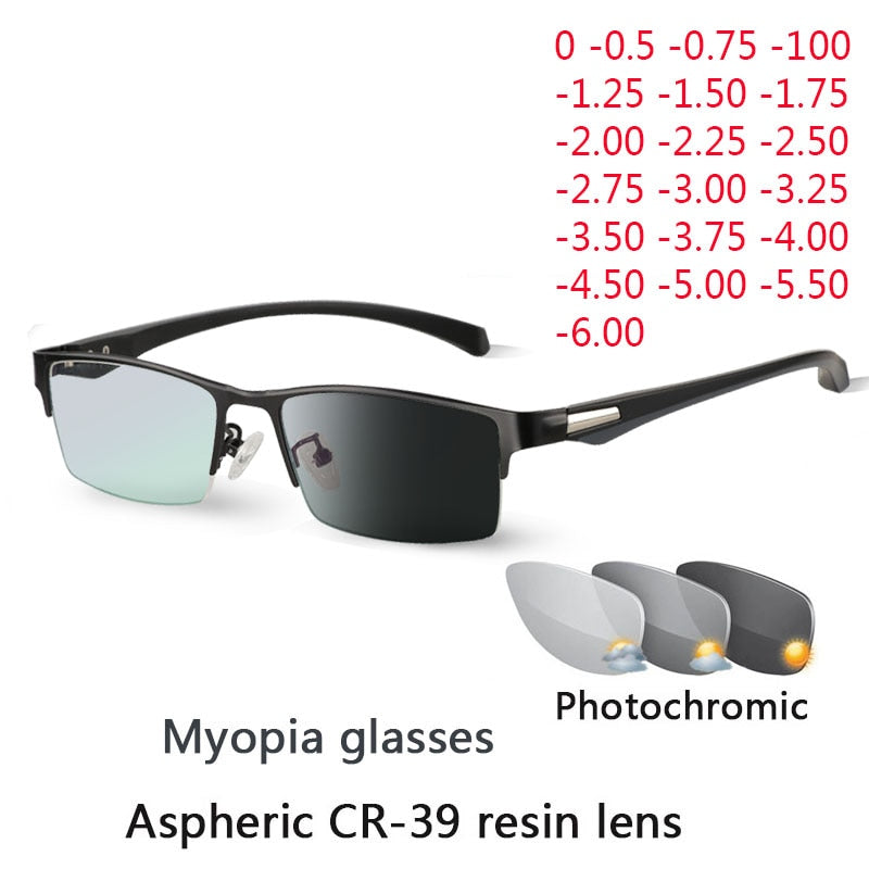 Photochromic Half Rim Myopia Prescription Sunglasses