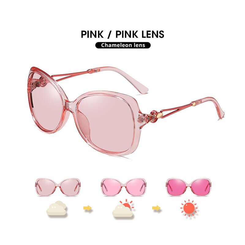 Vintage Big Photochromic Polarized Lady Sunglasses