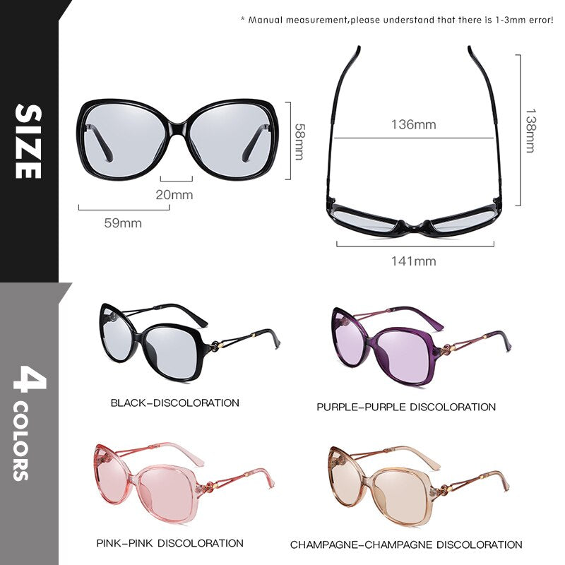 Vintage Big Photochromic Polarized Lady Sunglasses