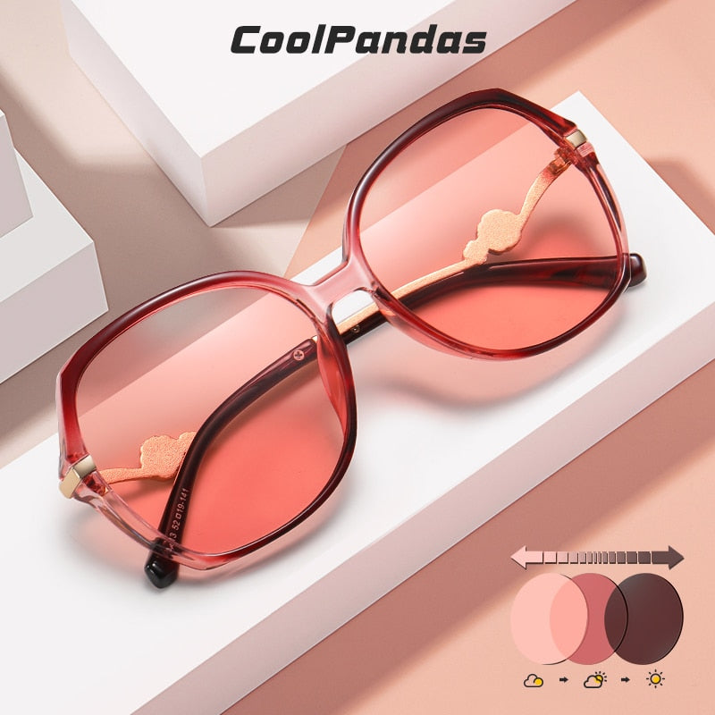 Vintage Oversize Photochromic Polarized Fashion Sunglasses For Women
