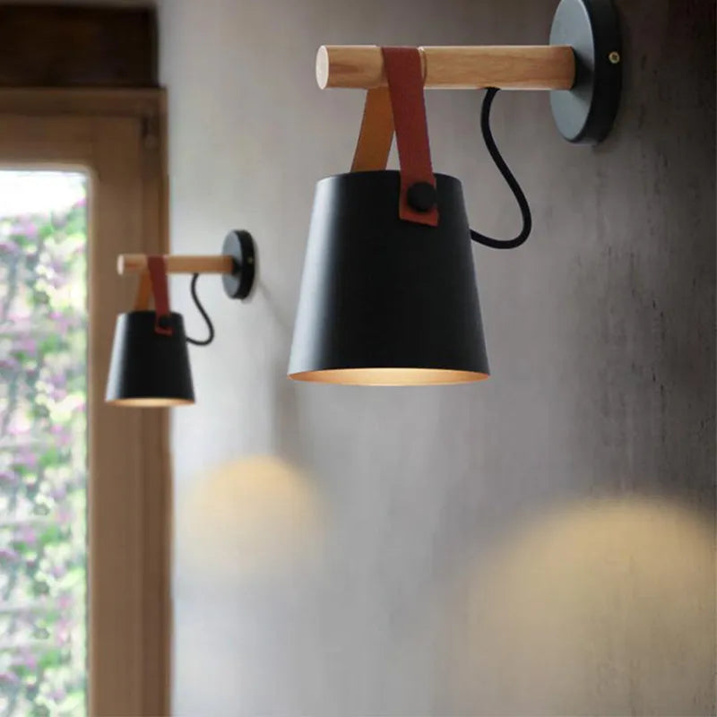 Nordic Wooden Hanging Wall Lamp