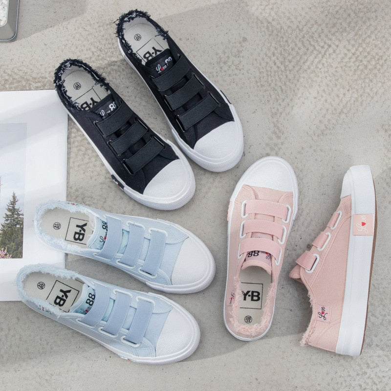 Karael | Casual Women Hook & Loop Breathable Canvas Sneakers
