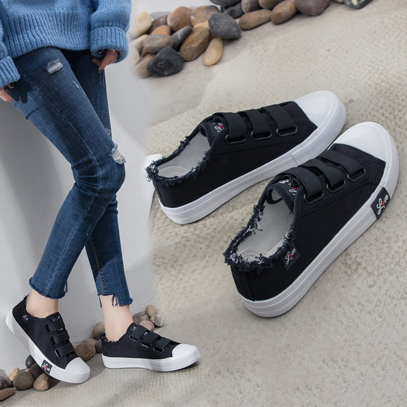 Karael | Casual Women Hook & Loop Breathable Canvas Sneakers