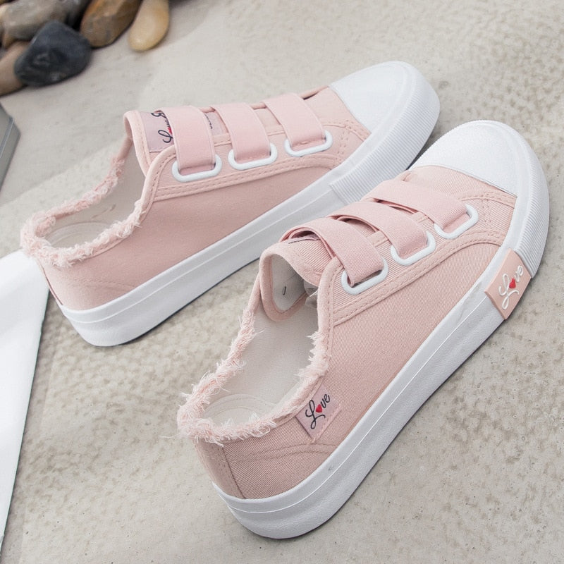 Karael | Casual Women Hook & Loop Breathable Canvas Sneakers